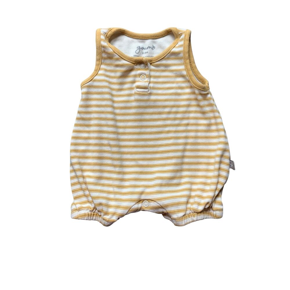 Goumi Bamboo & Organic Cotton Striped Sleeveless Romper